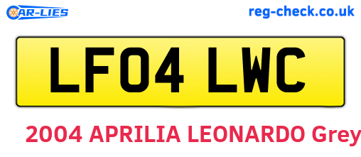 LF04LWC are the vehicle registration plates.