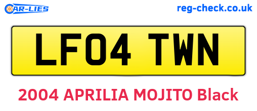 LF04TWN are the vehicle registration plates.