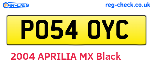 PO54OYC are the vehicle registration plates.