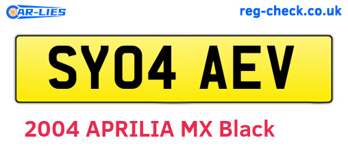 SY04AEV are the vehicle registration plates.
