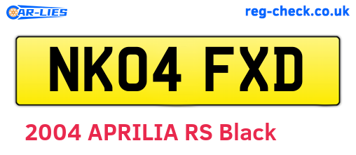NK04FXD are the vehicle registration plates.