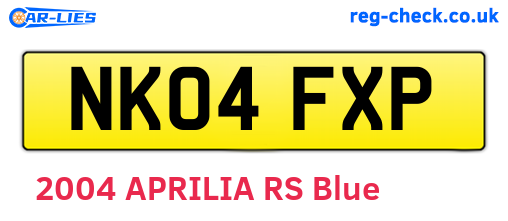 NK04FXP are the vehicle registration plates.