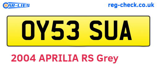 OY53SUA are the vehicle registration plates.
