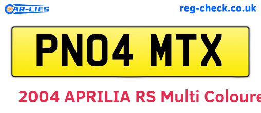 PN04MTX are the vehicle registration plates.