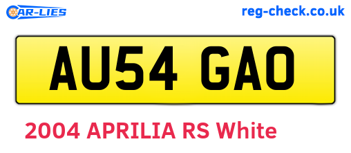AU54GAO are the vehicle registration plates.