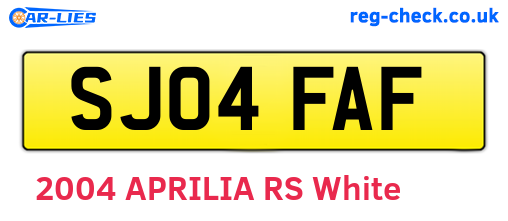 SJ04FAF are the vehicle registration plates.