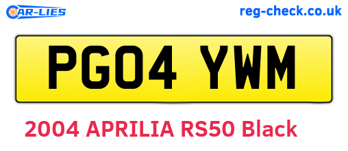 PG04YWM are the vehicle registration plates.