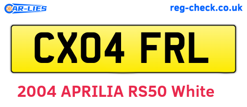 CX04FRL are the vehicle registration plates.