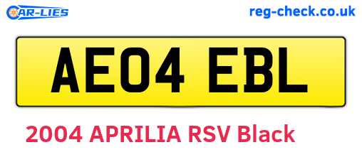 AE04EBL are the vehicle registration plates.