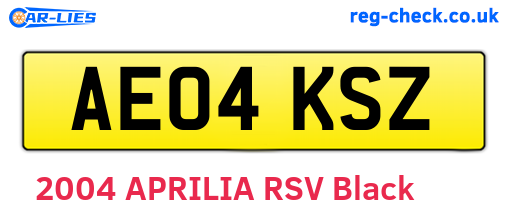 AE04KSZ are the vehicle registration plates.