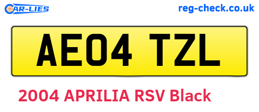 AE04TZL are the vehicle registration plates.
