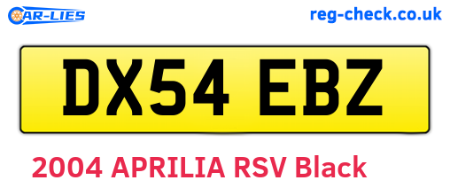 DX54EBZ are the vehicle registration plates.