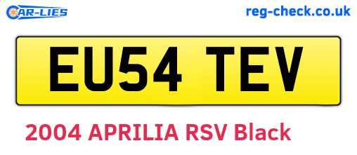 EU54TEV are the vehicle registration plates.