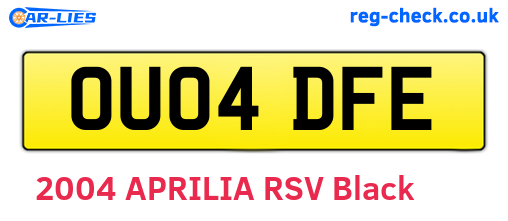 OU04DFE are the vehicle registration plates.