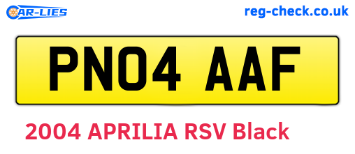 PN04AAF are the vehicle registration plates.