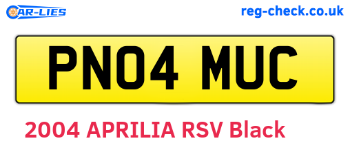 PN04MUC are the vehicle registration plates.