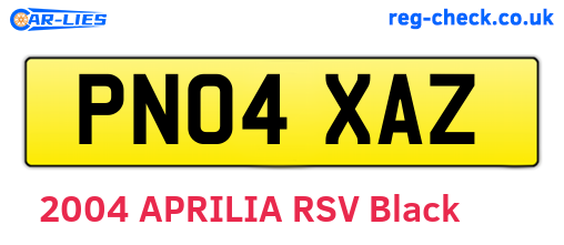 PN04XAZ are the vehicle registration plates.