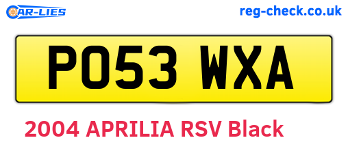PO53WXA are the vehicle registration plates.