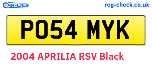 PO54MYK are the vehicle registration plates.