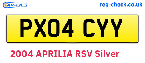 PX04CYY are the vehicle registration plates.