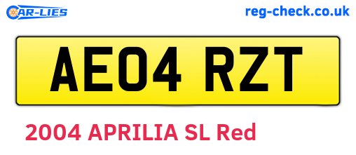 AE04RZT are the vehicle registration plates.