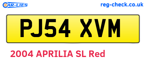 PJ54XVM are the vehicle registration plates.