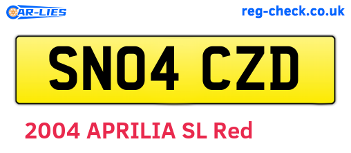 SN04CZD are the vehicle registration plates.