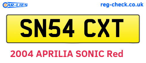SN54CXT are the vehicle registration plates.