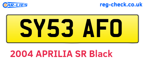 SY53AFO are the vehicle registration plates.