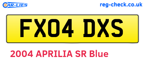 FX04DXS are the vehicle registration plates.