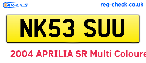 NK53SUU are the vehicle registration plates.