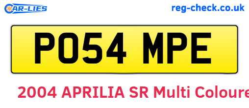 PO54MPE are the vehicle registration plates.