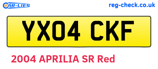 YX04CKF are the vehicle registration plates.