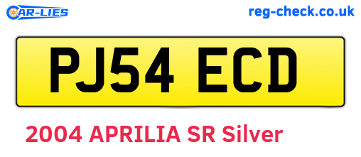 PJ54ECD are the vehicle registration plates.