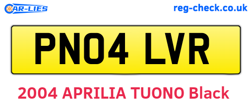 PN04LVR are the vehicle registration plates.