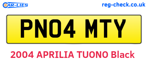 PN04MTY are the vehicle registration plates.