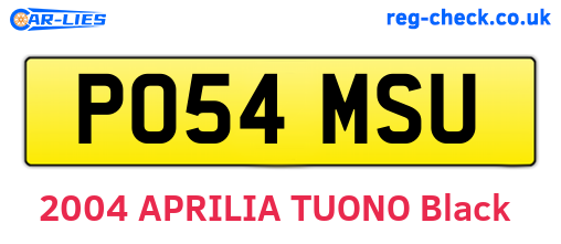 PO54MSU are the vehicle registration plates.