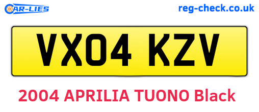 VX04KZV are the vehicle registration plates.