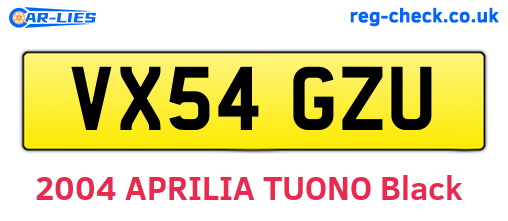 VX54GZU are the vehicle registration plates.