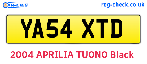 YA54XTD are the vehicle registration plates.