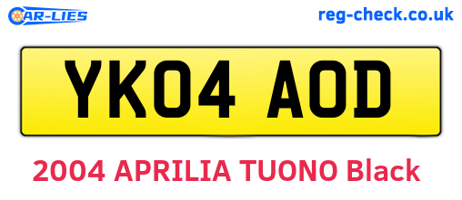 YK04AOD are the vehicle registration plates.