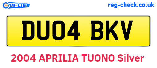 DU04BKV are the vehicle registration plates.