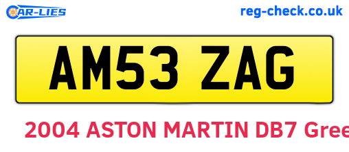 AM53ZAG are the vehicle registration plates.