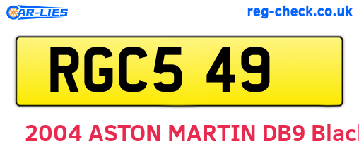 RGC549 are the vehicle registration plates.