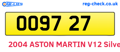 OO9727 are the vehicle registration plates.