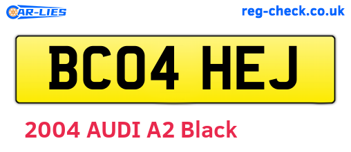 BC04HEJ are the vehicle registration plates.