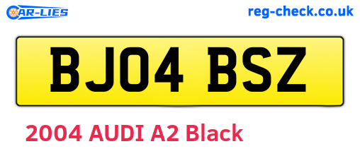 BJ04BSZ are the vehicle registration plates.