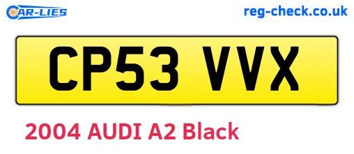 CP53VVX are the vehicle registration plates.