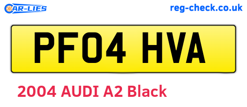 PF04HVA are the vehicle registration plates.