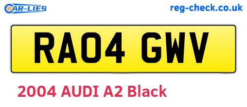 RA04GWV are the vehicle registration plates.